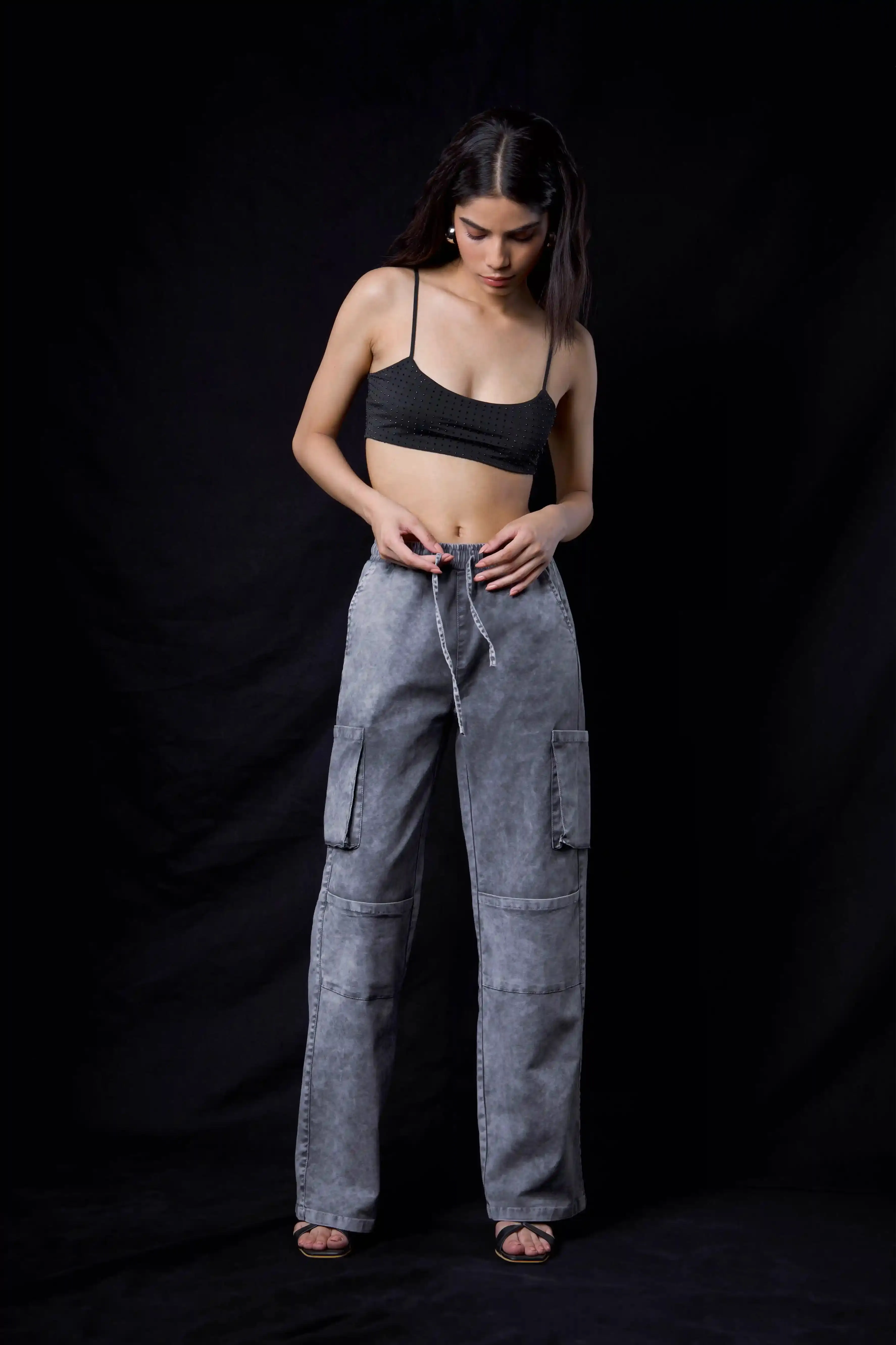 Acid Wash Grey Cargo Trouser