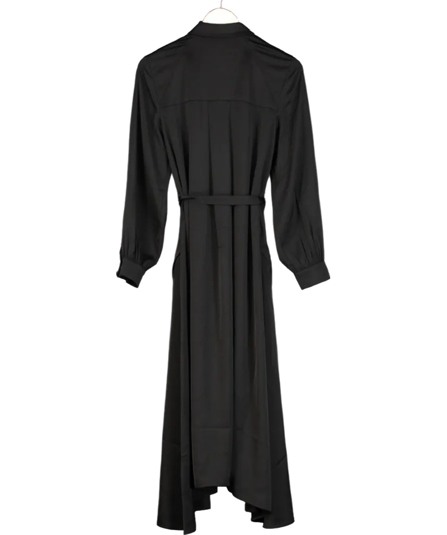 All Saints Black Lexi Satin Midi Dress UK 6