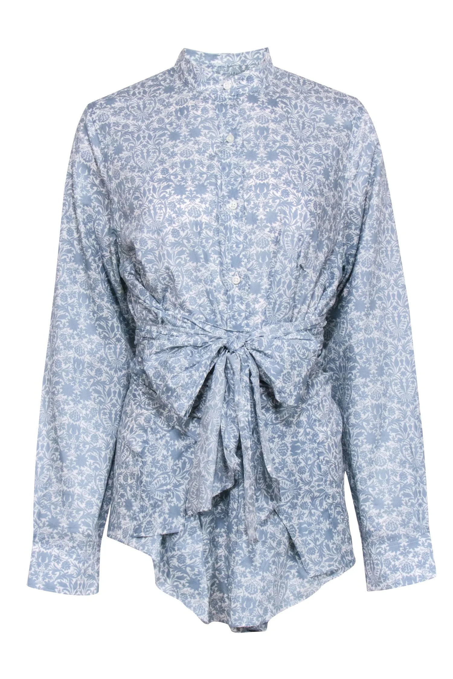 Ann Mashburn - Light Blue & White Paisley Print Button Down Shirt Sz XL