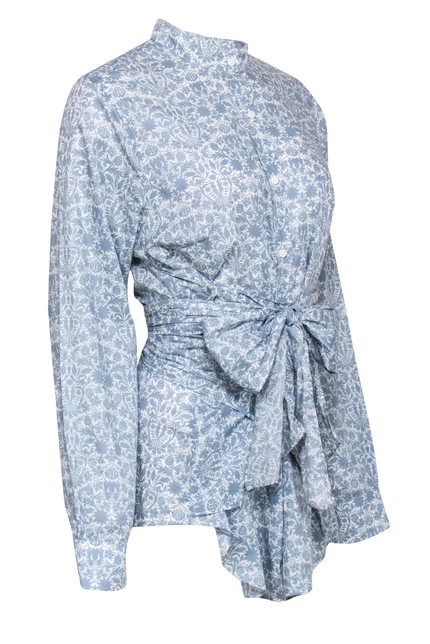 Ann Mashburn - Light Blue & White Paisley Print Button Down Shirt Sz XL