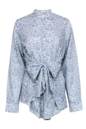 Ann Mashburn - Light Blue & White Paisley Print Button Down Shirt Sz XL