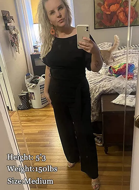 Apricot Full Sleeve Women Casual Loose Short Sleeve Belted Wide Leg Pant Romper Jumpsuits - Happy Sailed