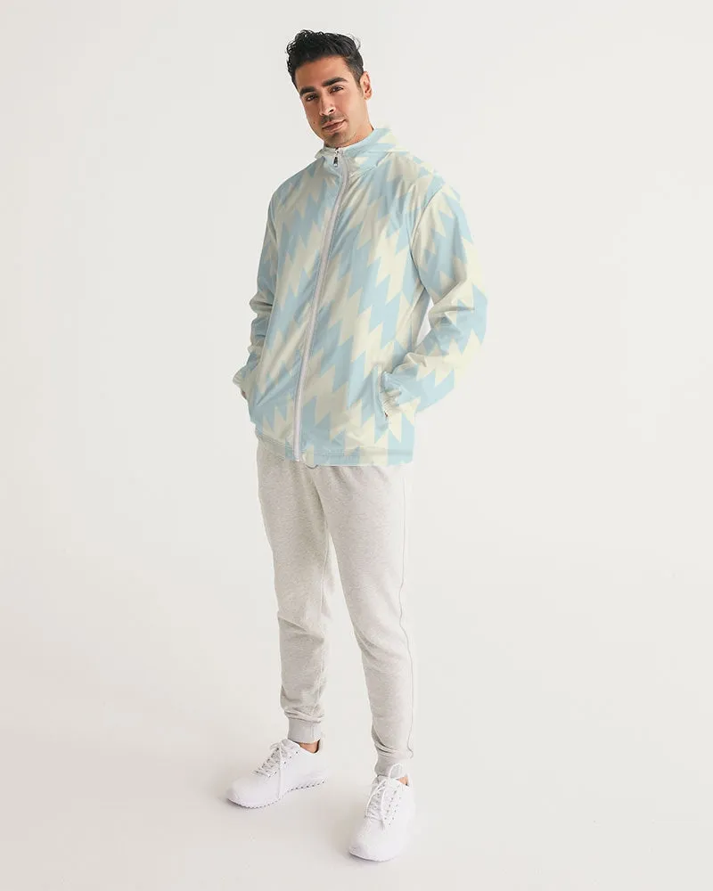 Blue Zig Zag Men's Windbreaker Jacket