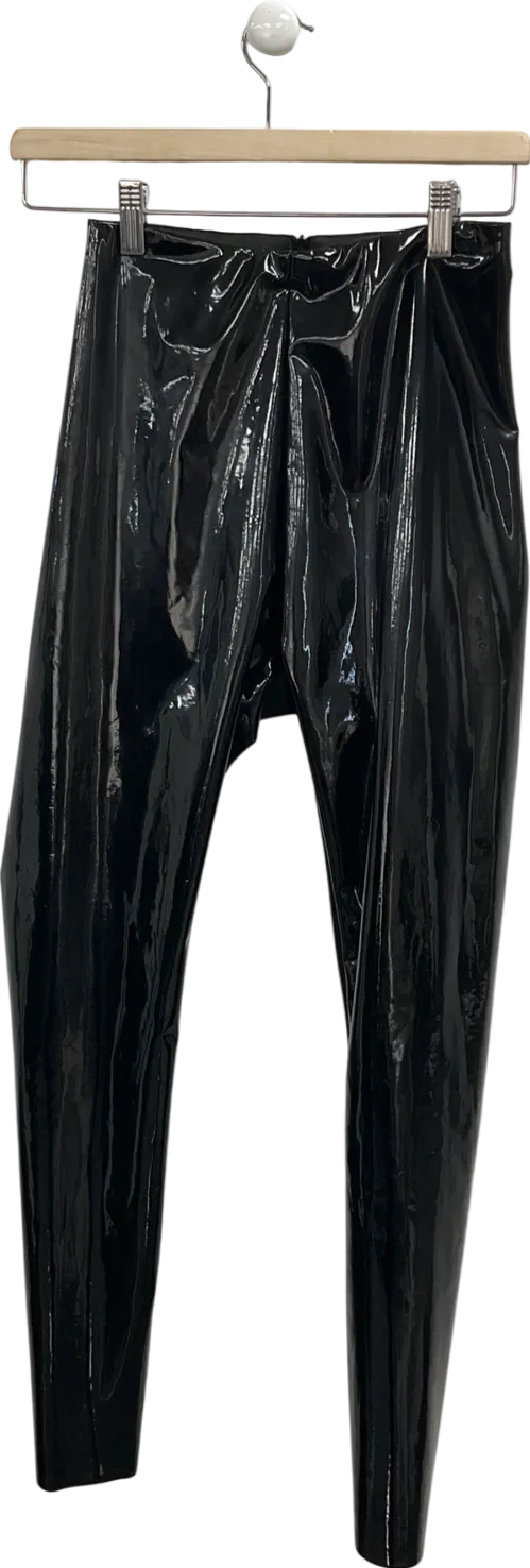 BOA Black High Waisted Vinyl Leggings UK XS