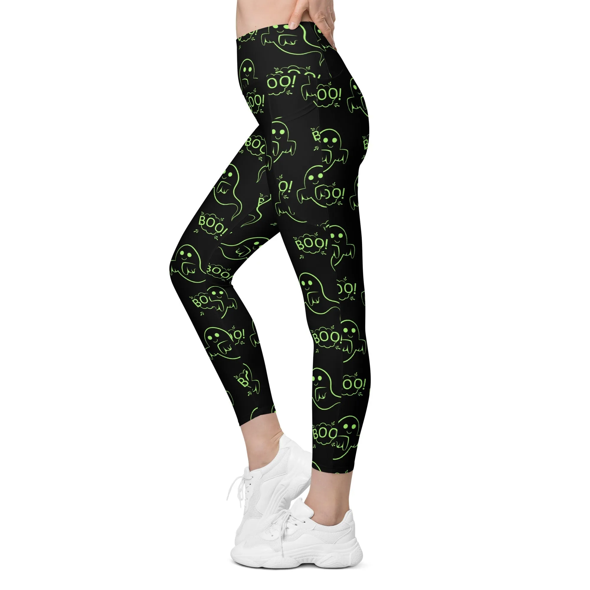Boo Halloween Ghost Leggings With Pockets