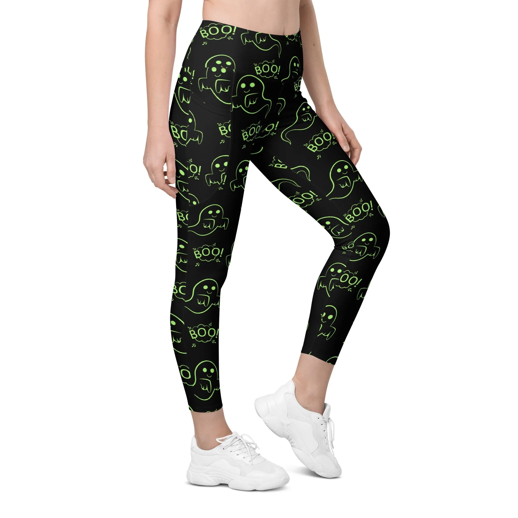 Boo Halloween Ghost Leggings With Pockets