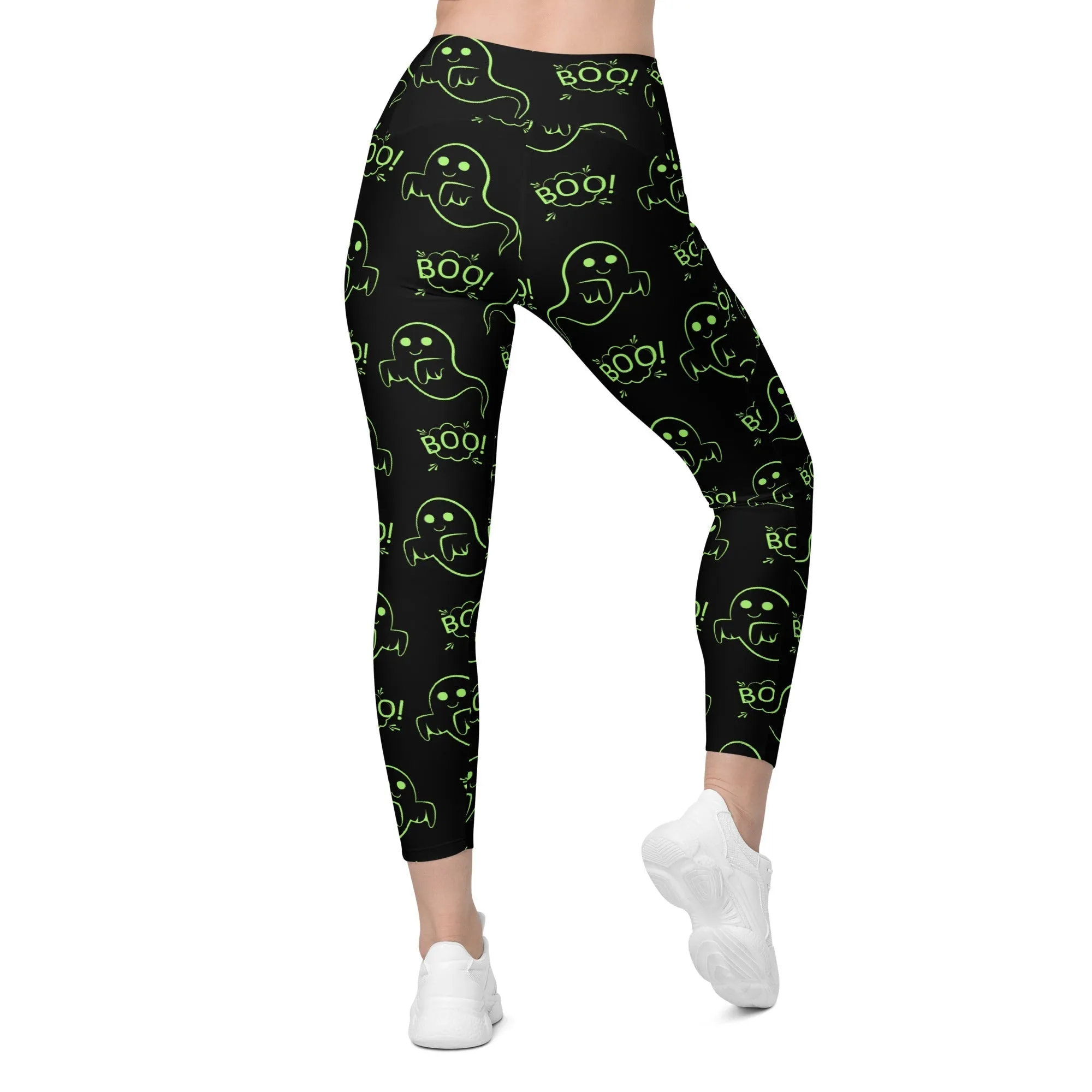 Boo Halloween Ghost Leggings With Pockets
