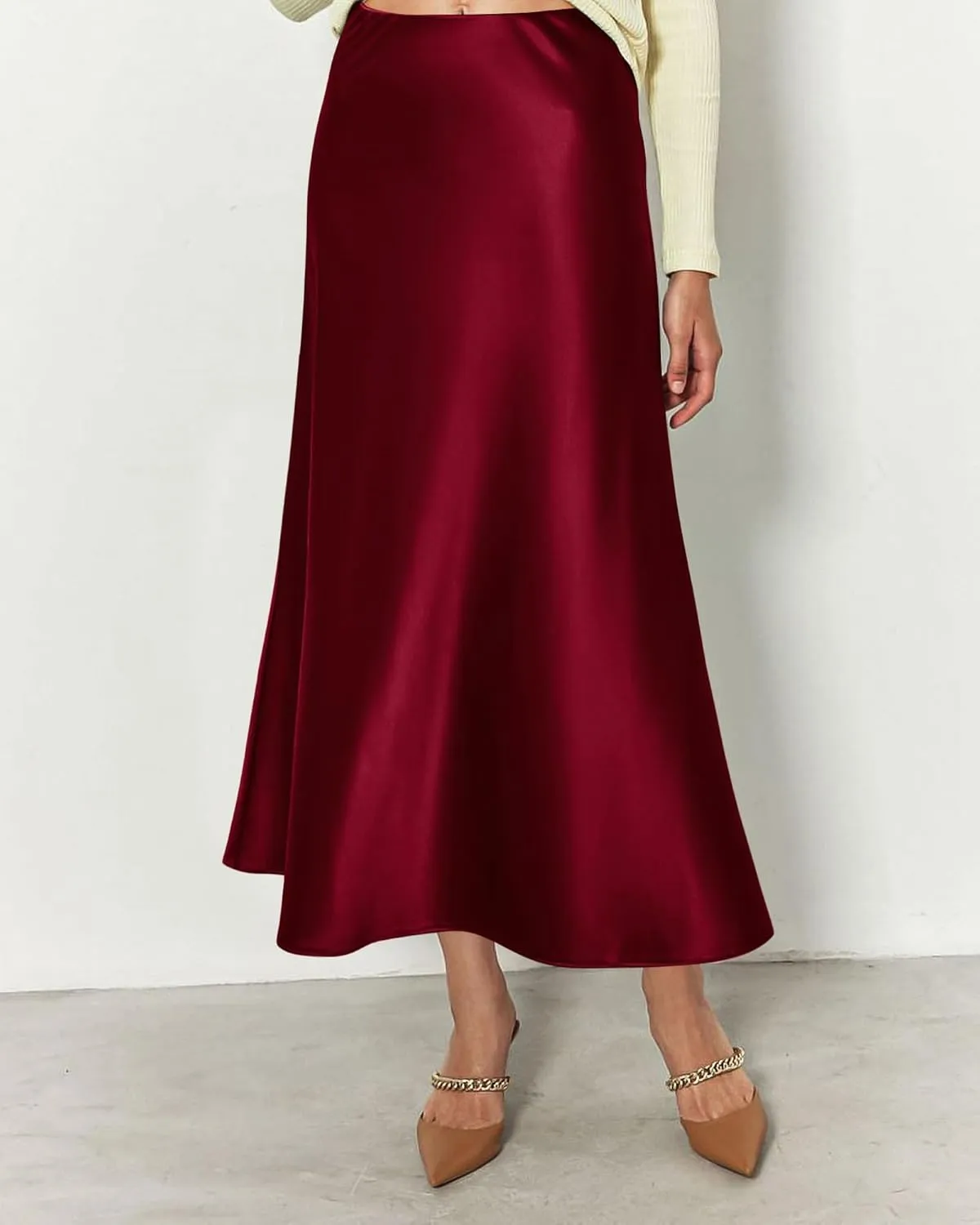 BTFBM 2025 Women Summer Spring Long Satin Skirt Silk Elegant High Waist Cocktail Party Wedding Flowy A-Line Midi Skirts