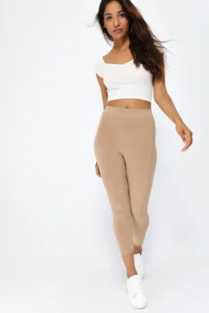 Camel Slinky Cropped High Waisted Leggings