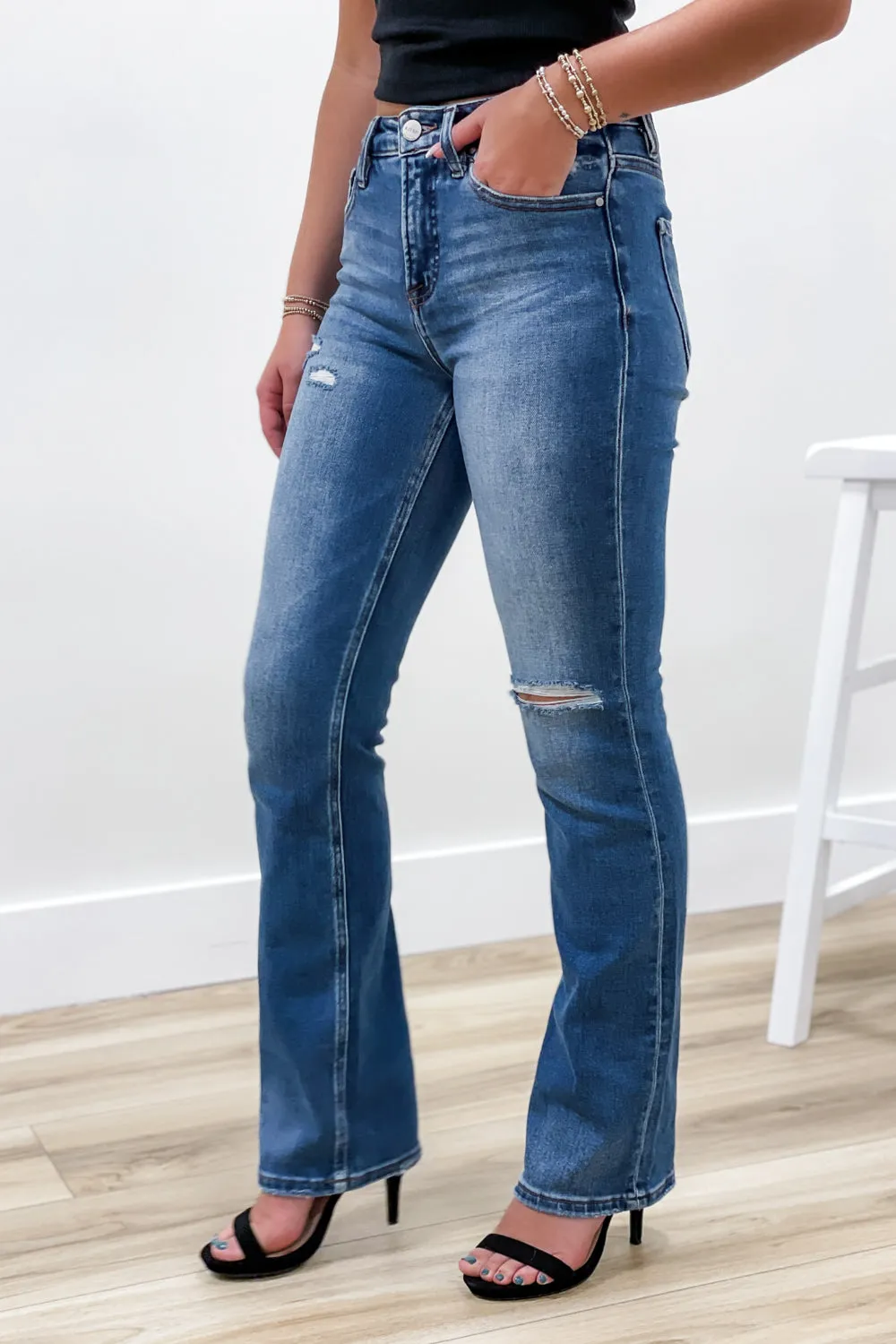 Carrie High Rise Ankle Straight Jeans - Medium Wash