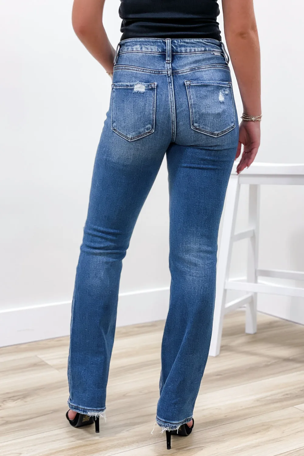 Carrie High Rise Ankle Straight Jeans - Medium Wash