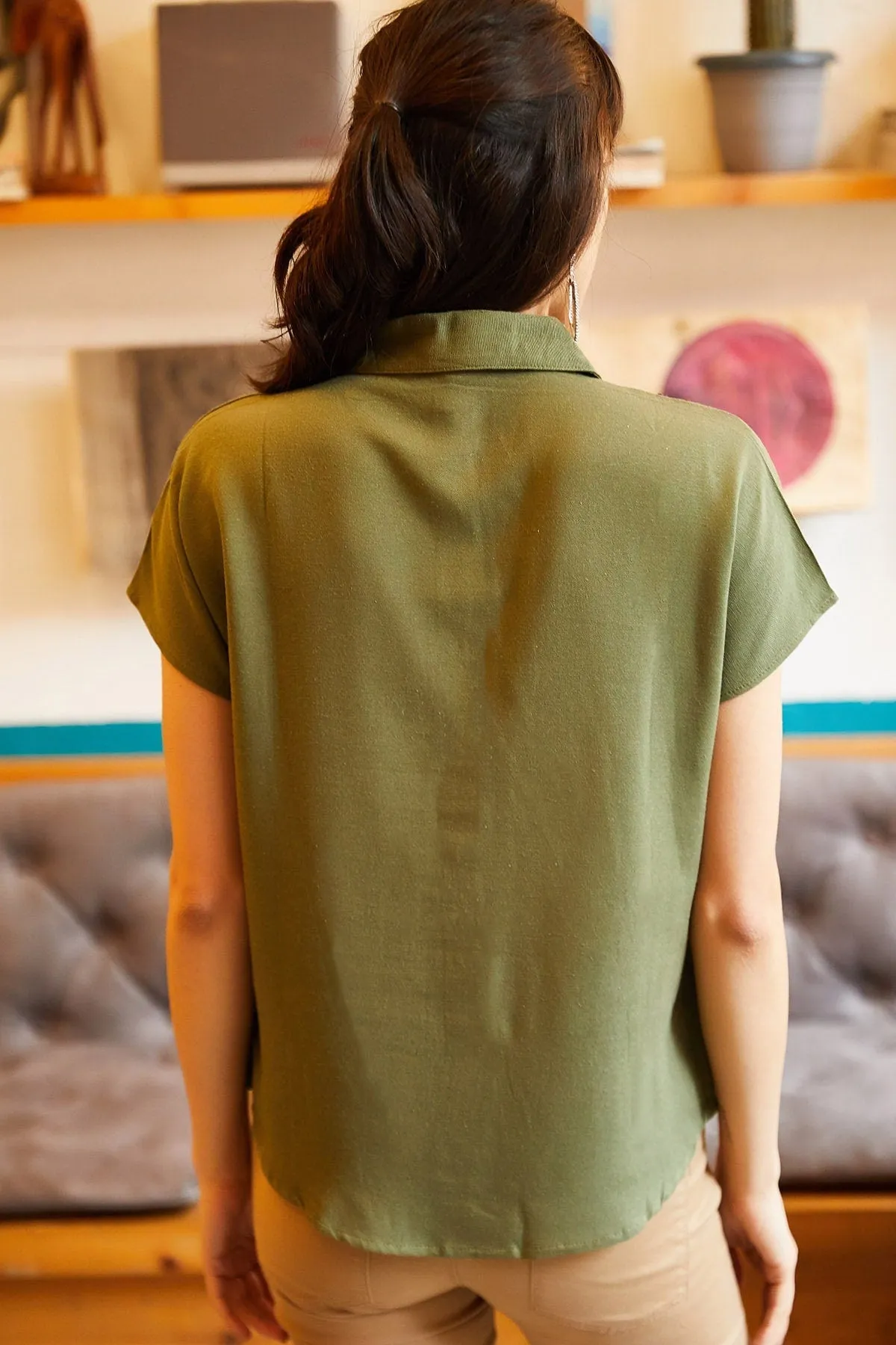 Casual Boho Style,Bat Sleeve Viscose Shirt,Flowy Summer Blouse,Bohemian Chic,Alternative Fashion,Solid Pattern Elegance Shirt,Office Top 3