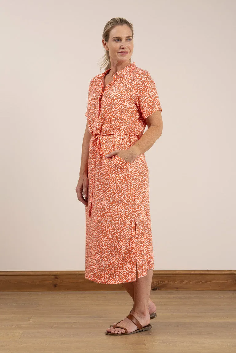 Causeway Dress Ditsy Soft Orange