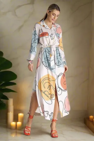 Chic Maxi Shirt Dress with Tailored Collar and Buttoned Sleeves