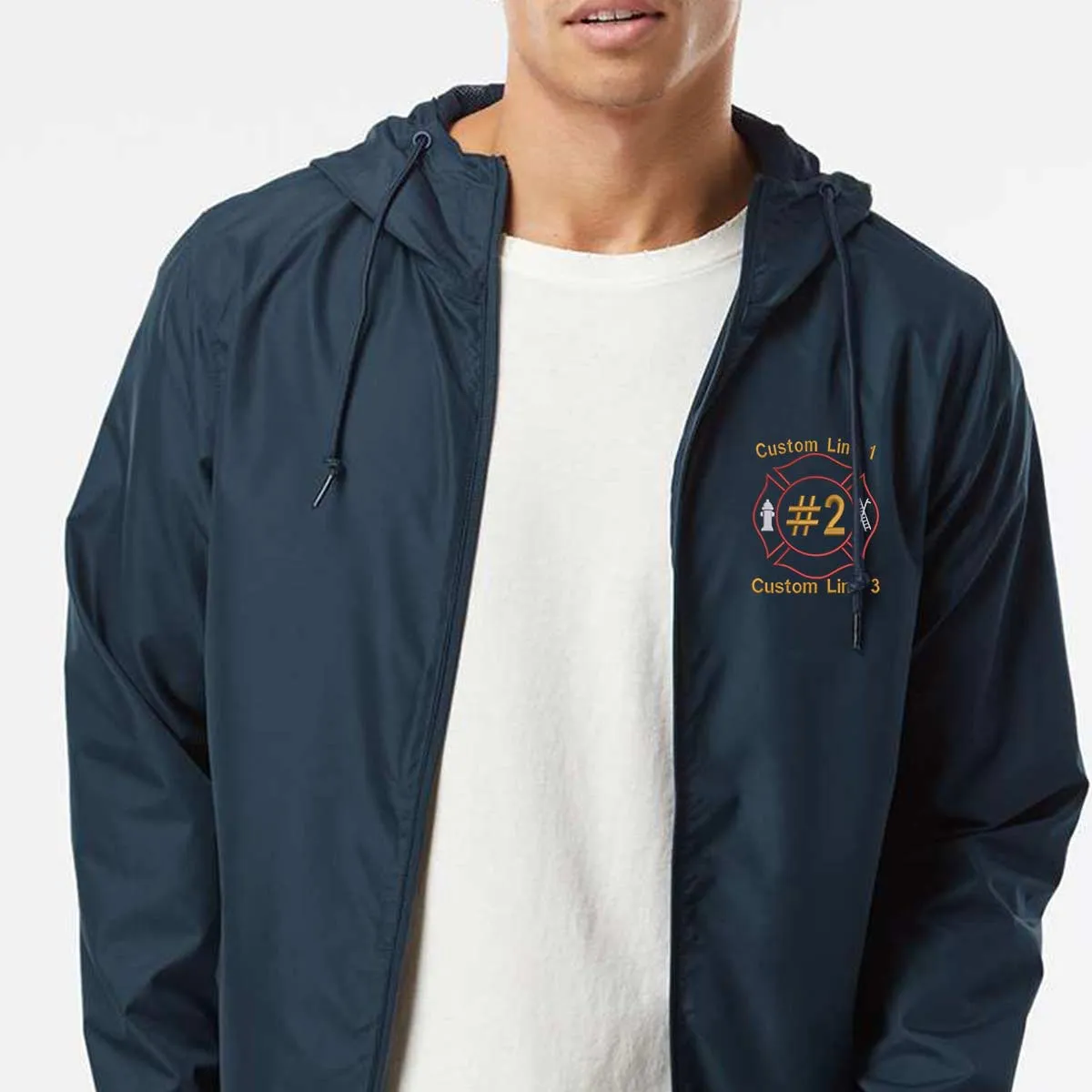 Customized Lightweight Windbreaker Full-Zip Jacket with Maltese Embroidery