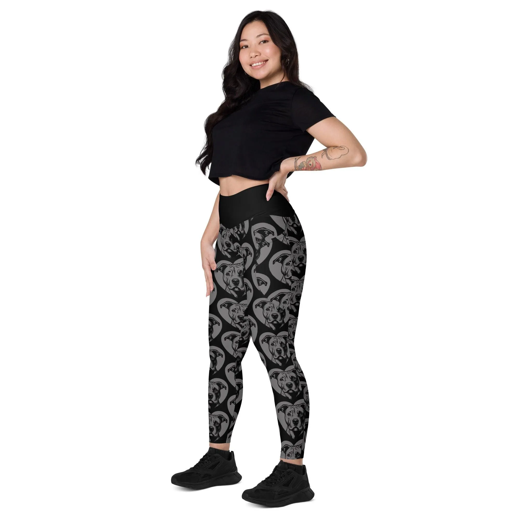 DOG BREED LEGGINGS with pockets - AMERICAN PITBULL - HERTTAHOUND - grey