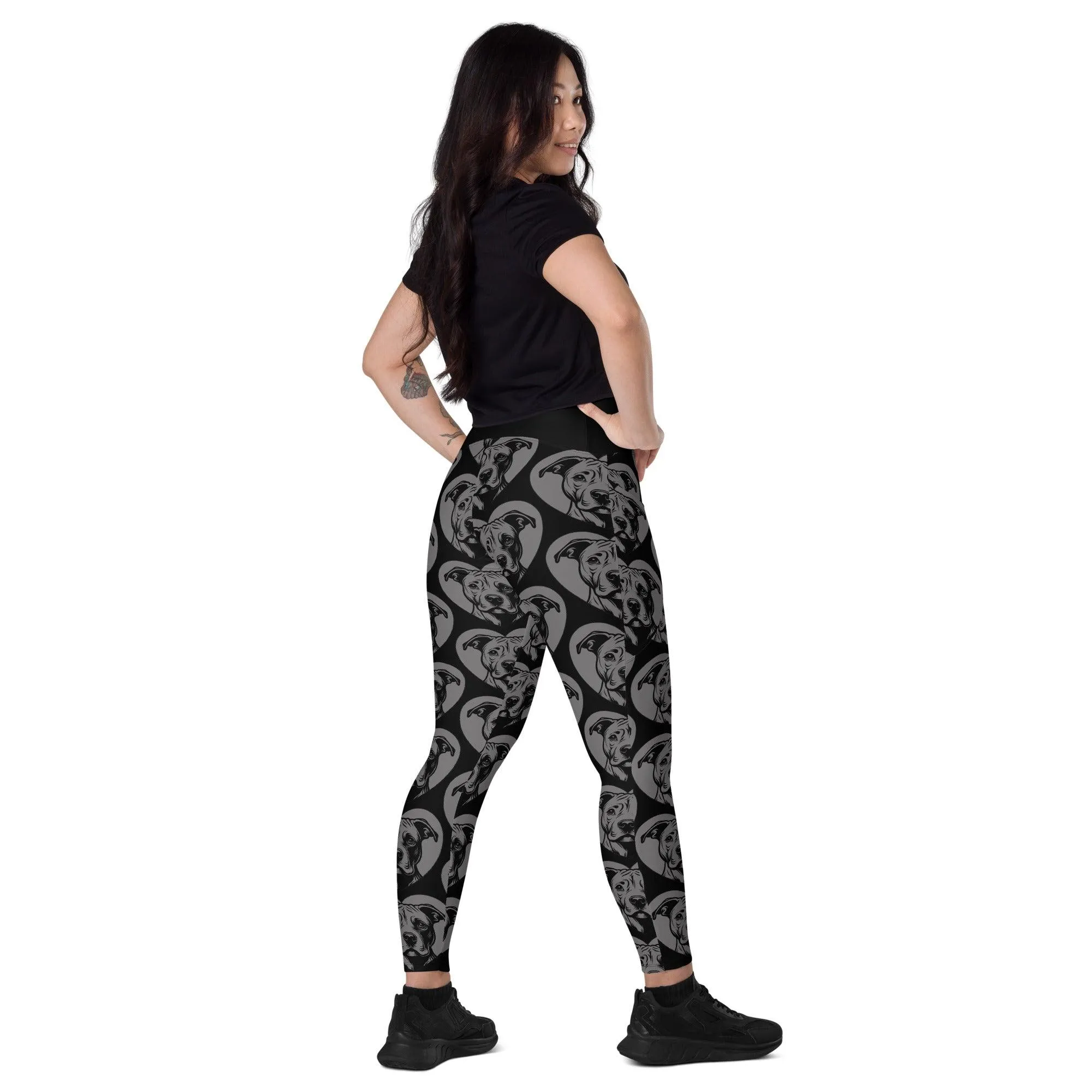 DOG BREED LEGGINGS with pockets - AMERICAN PITBULL - HERTTAHOUND - grey