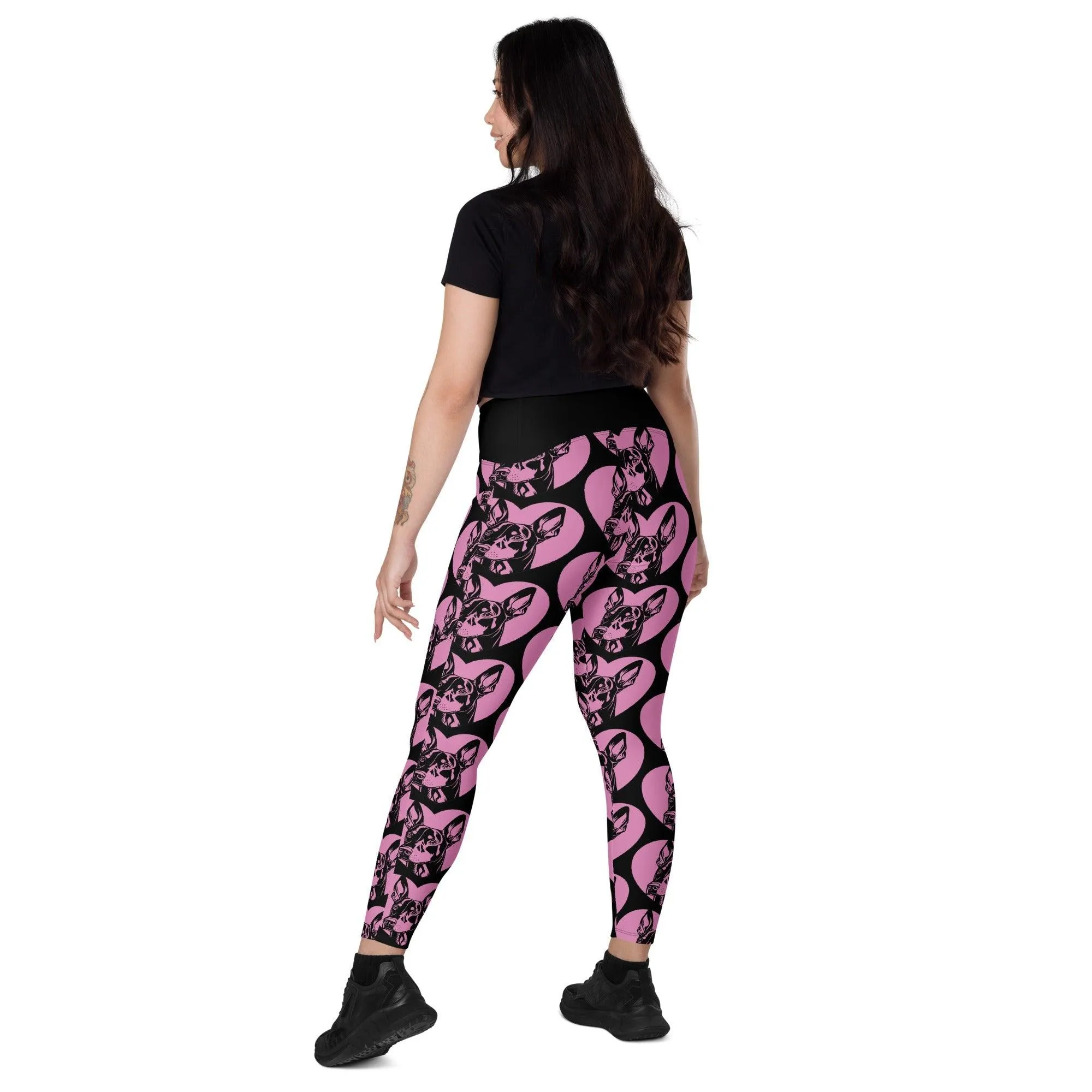 DOG BREED LEGGINGS with pockets - DOBERMAN PINSCHER - HERTTAHOUND - pink