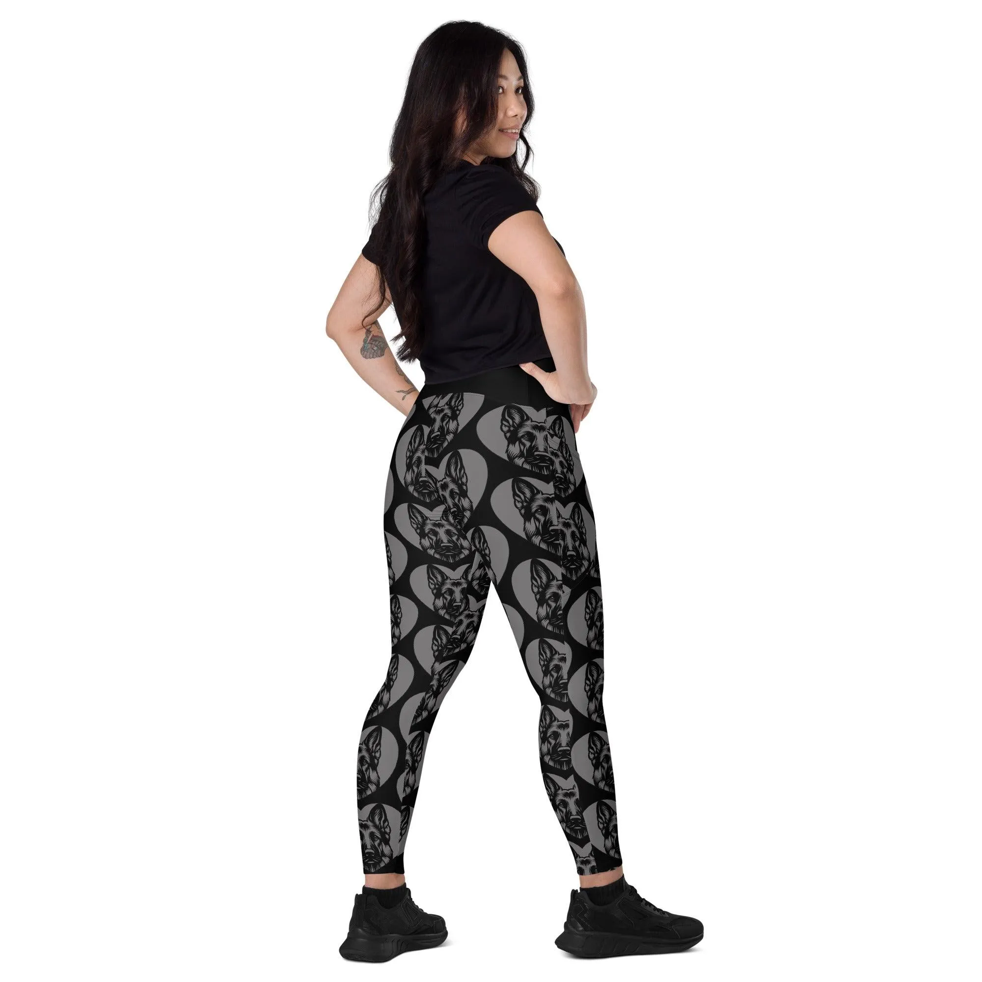 DOG BREED LEGGINGS with pockets - GERMAN SHEPHERD - HERTTAHOUND - grey
