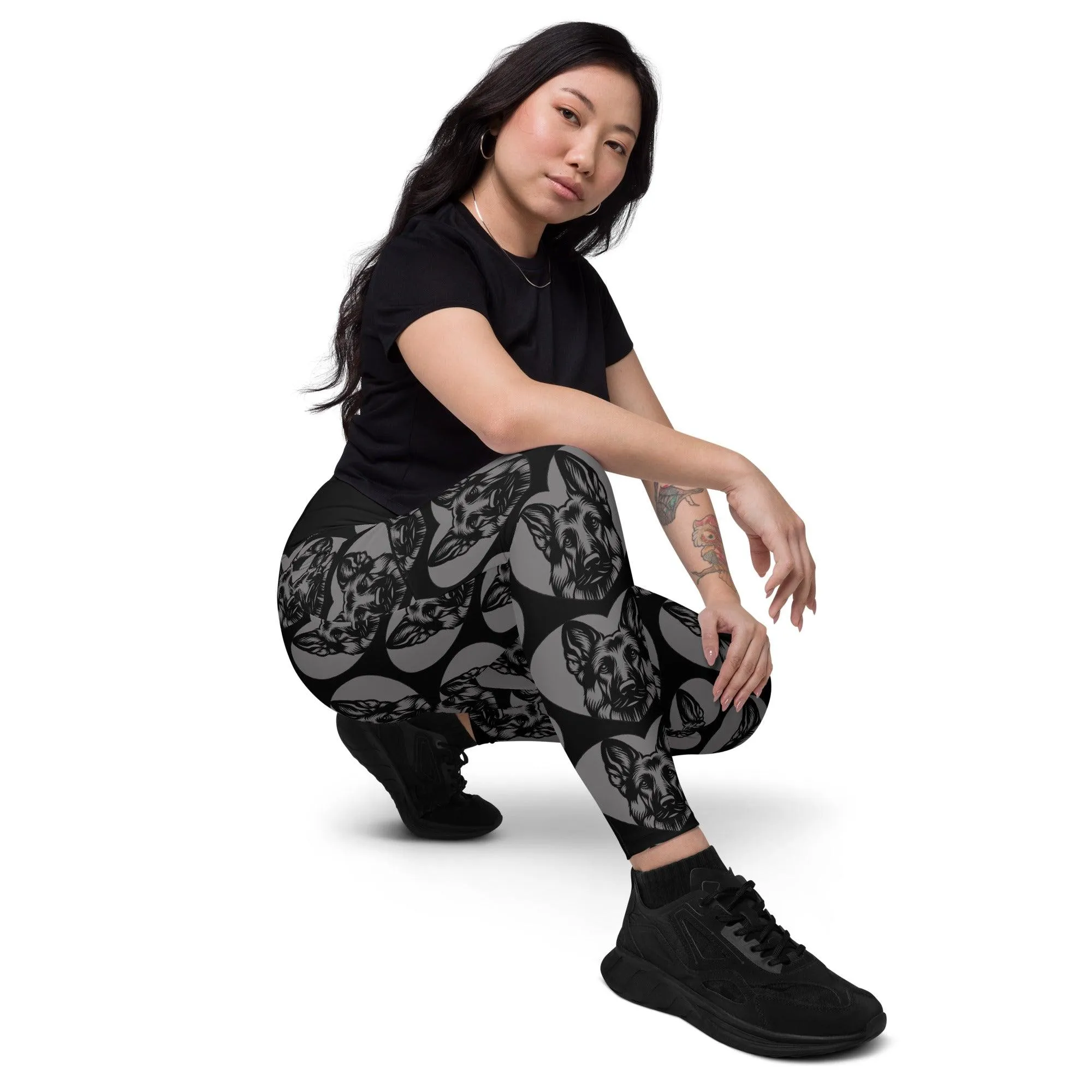 DOG BREED LEGGINGS with pockets - GERMAN SHEPHERD - HERTTAHOUND - grey
