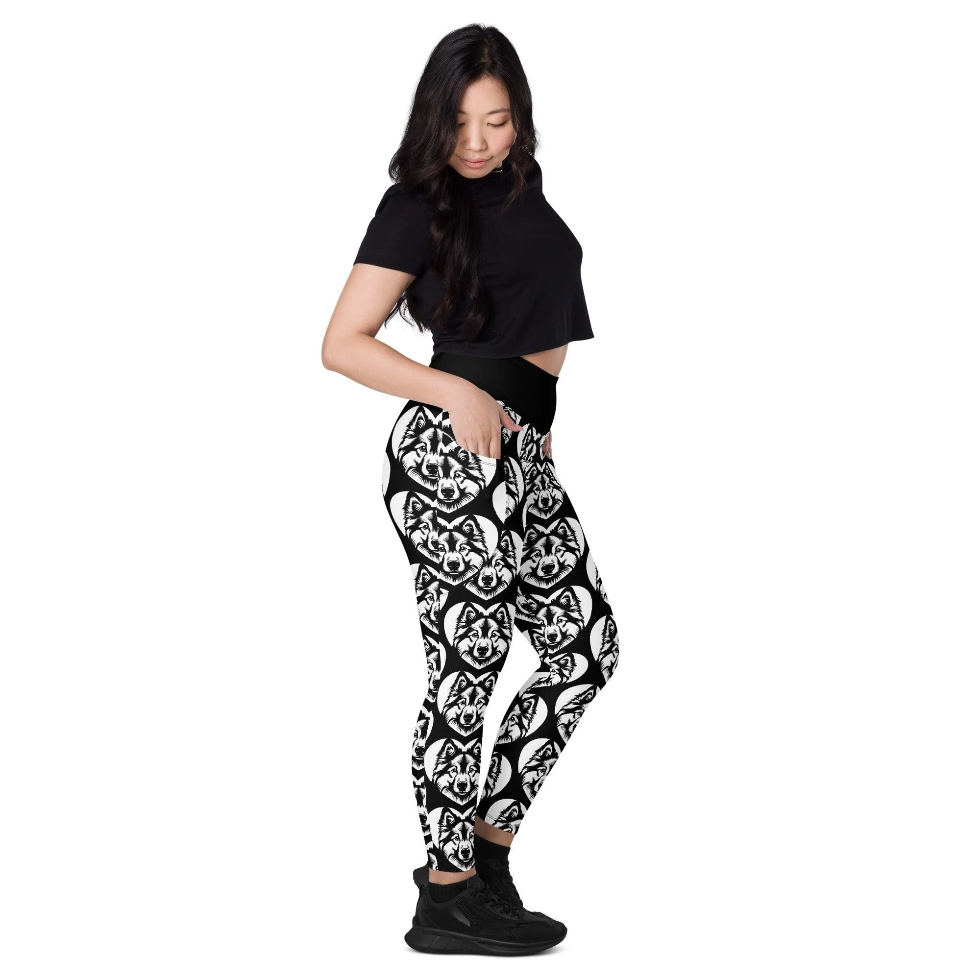 DOG BREED LEGGINGS with pockets - NORWEGIAN ELKHOUND - HERTTAHOUND