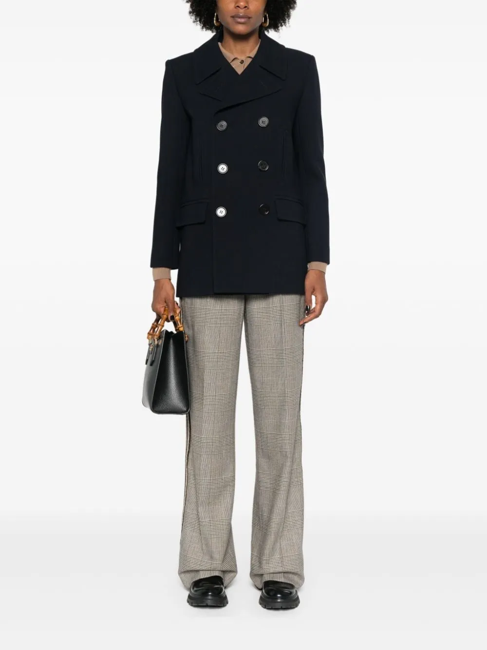 Double-breasted virgin wool coat<BR/><BR/><BR/>
