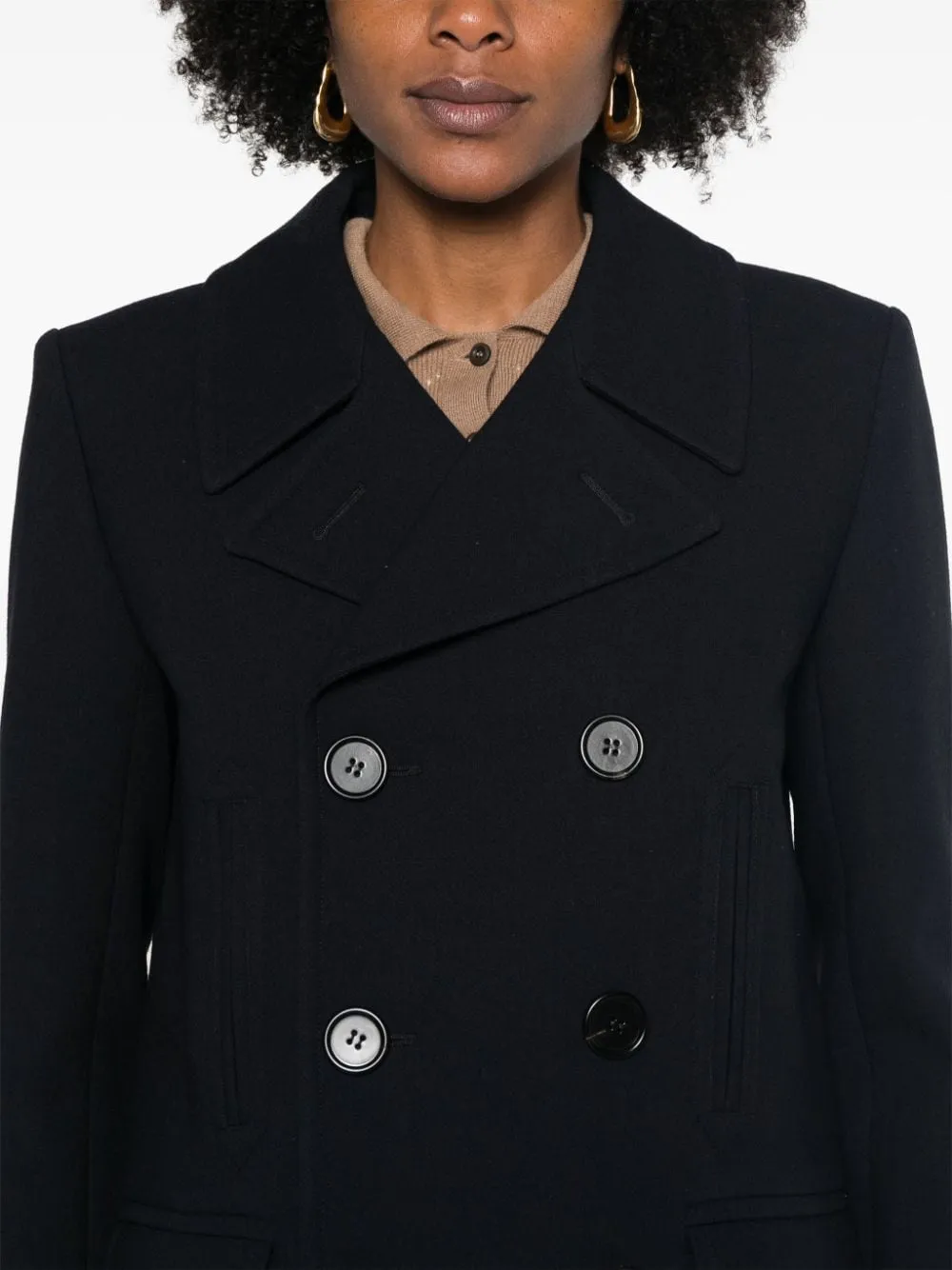 Double-breasted virgin wool coat<BR/><BR/><BR/>