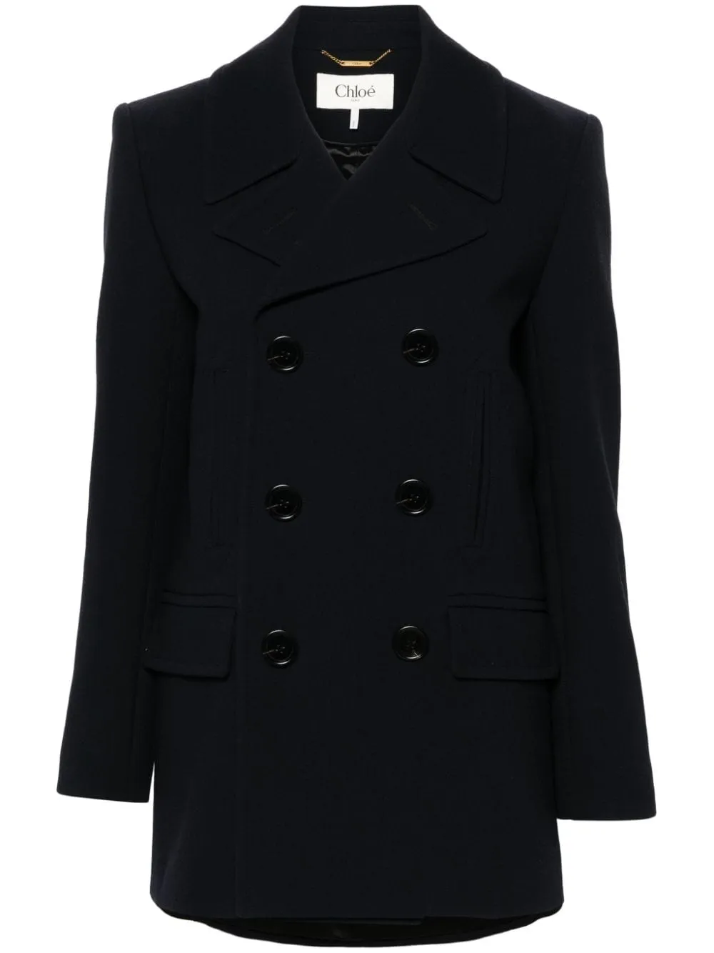Double-breasted virgin wool coat<BR/><BR/><BR/>