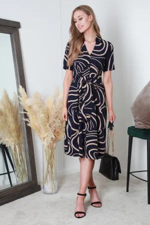 Double Second Tie Waist Button Front Shirt Dress