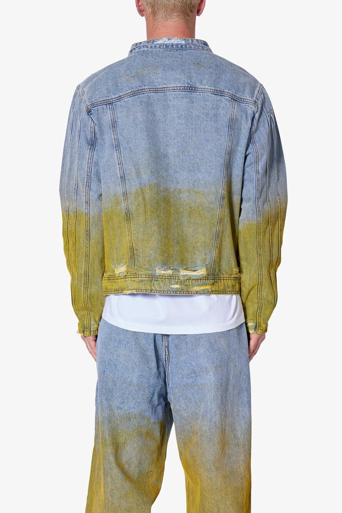 Dual Gradient Washed Denim Jacket - Blue