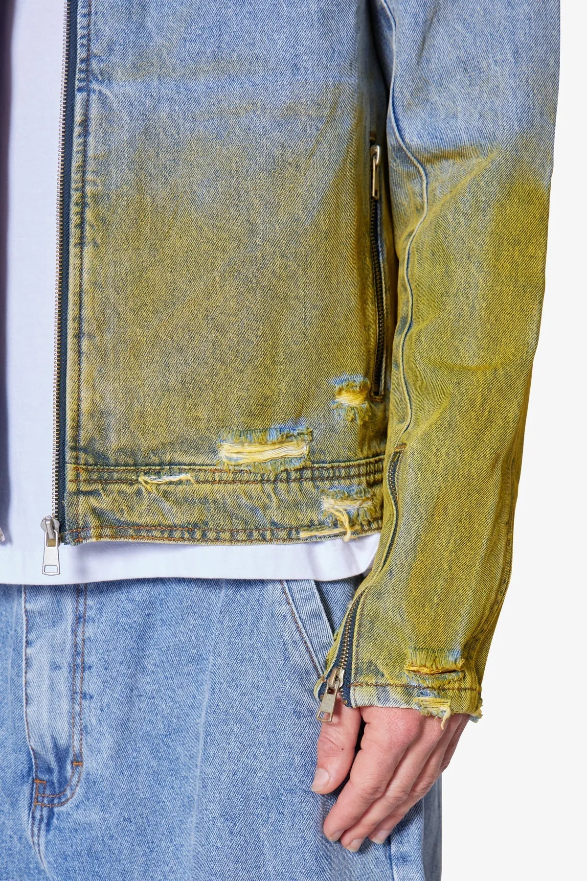 Dual Gradient Washed Denim Jacket - Blue