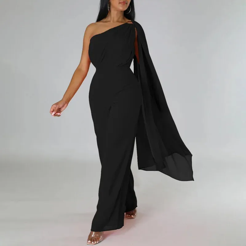 Elegant  Fashion Women Casual Solid  Wide Leg Jumpsuit