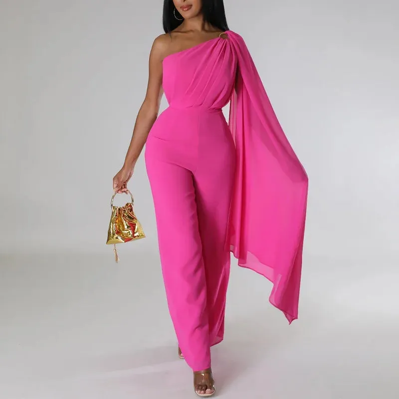 Elegant  Fashion Women Casual Solid  Wide Leg Jumpsuit