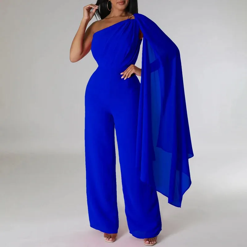 Elegant  Fashion Women Casual Solid  Wide Leg Jumpsuit