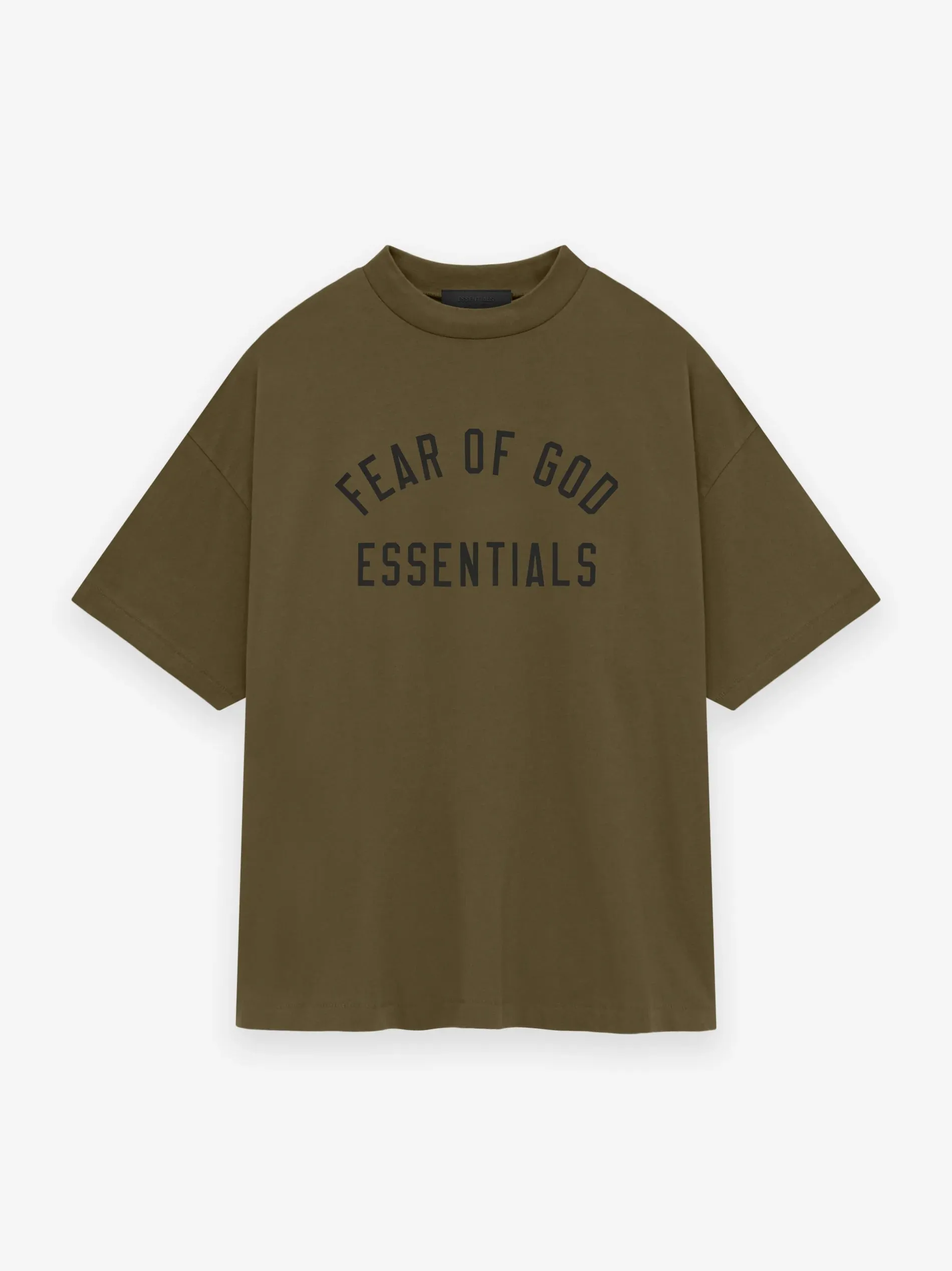 ESSENTIALS - Jersey Crewneck T-Shirt Olive