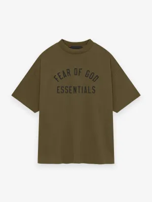 ESSENTIALS - Jersey Crewneck T-Shirt Olive