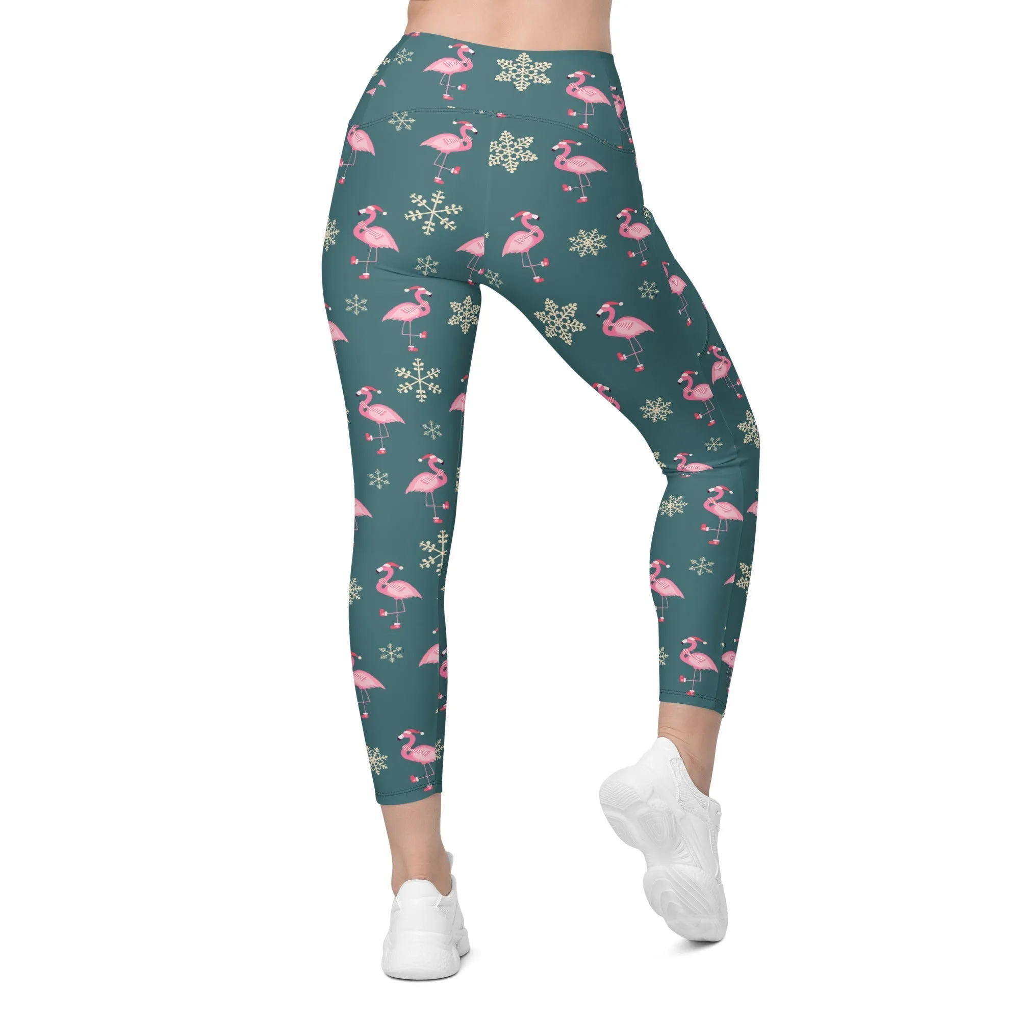 Festive Flamingos Leggings With Pockets