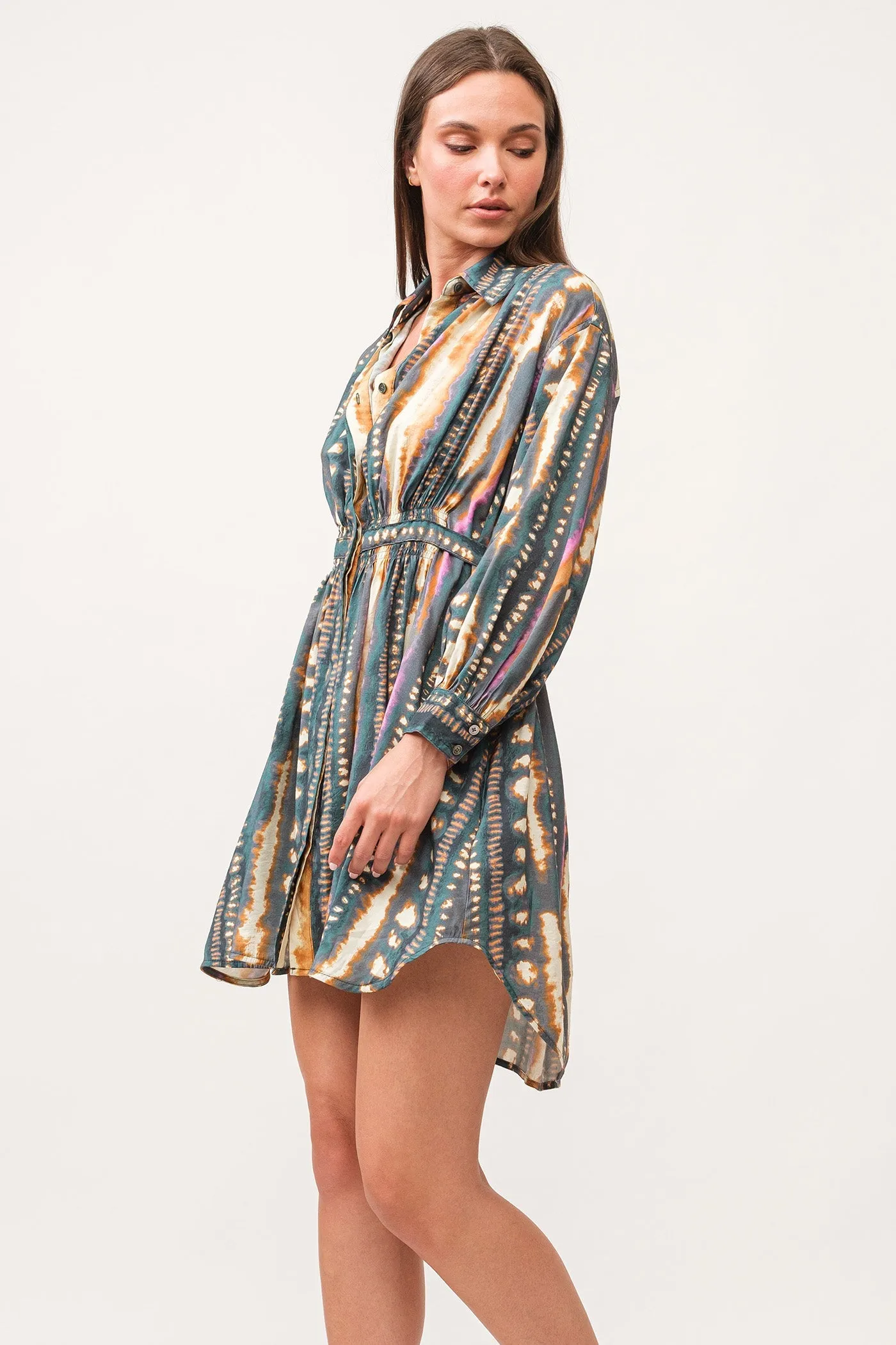 GIA COLLARED TIE BACK WAIST SHIRT DRESS HEDERA