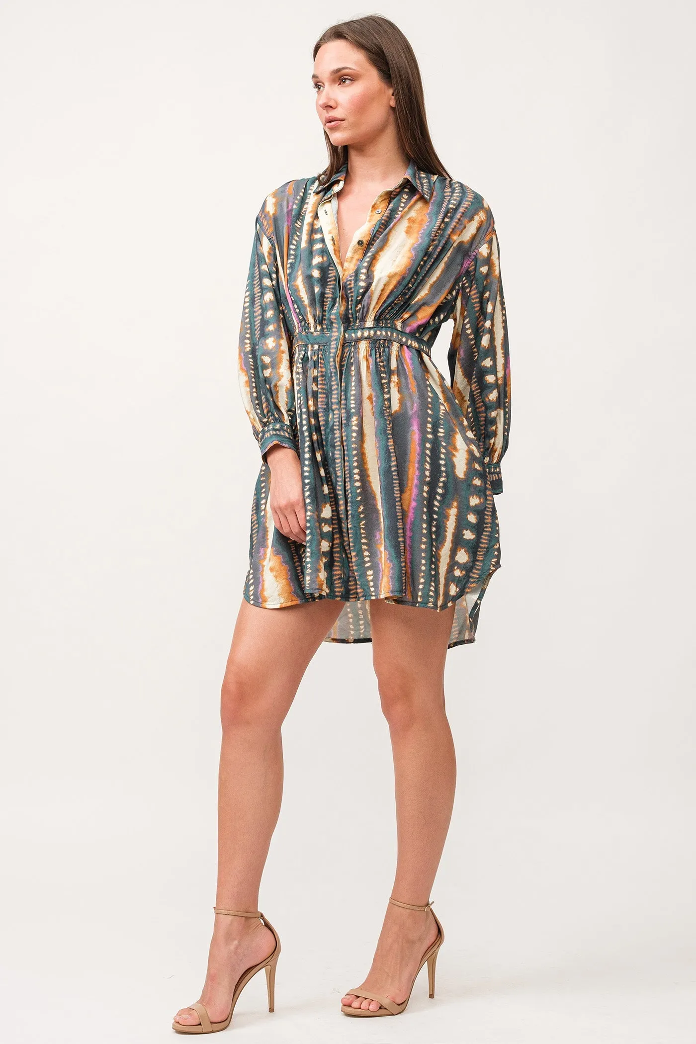 GIA COLLARED TIE BACK WAIST SHIRT DRESS HEDERA