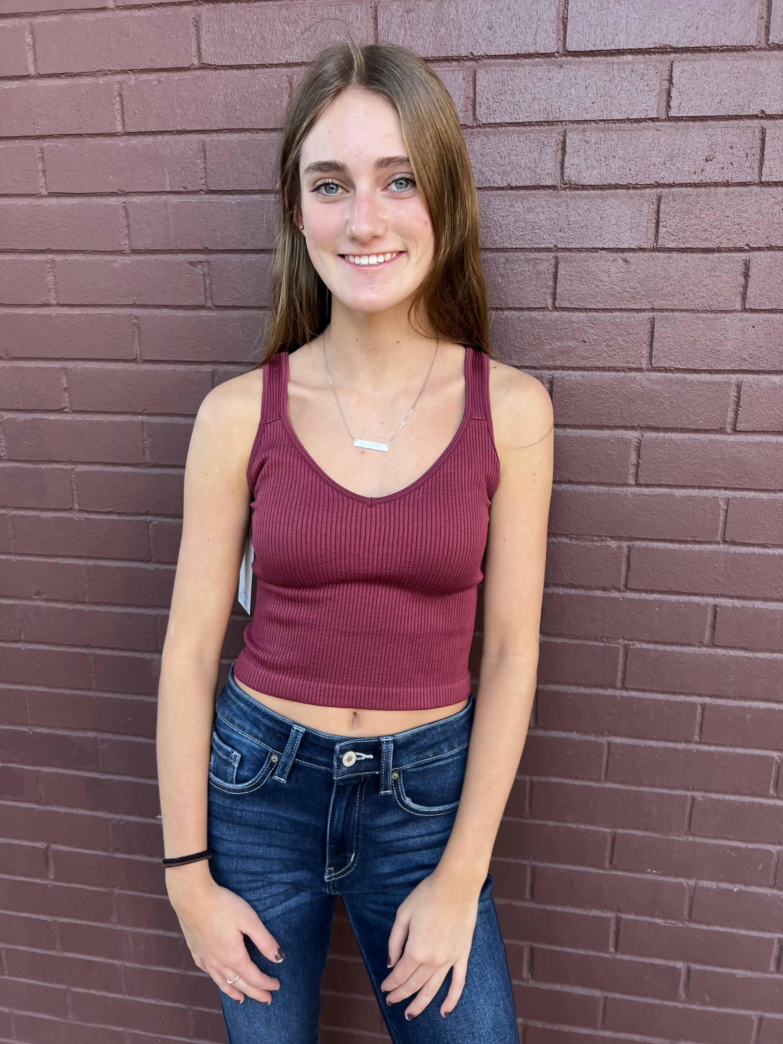 Good Times Bralette Tank - Burgundy