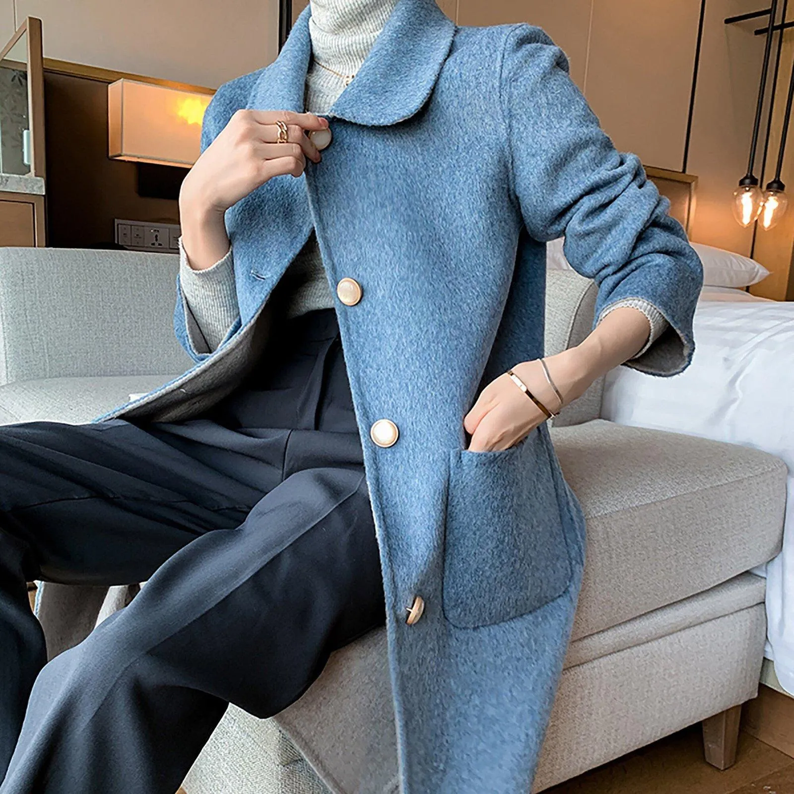 Kate Single Breasted Double Face Wool Coat