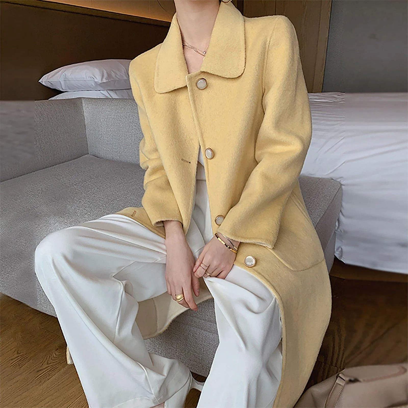 Kate Single Breasted Double Face Wool Coat