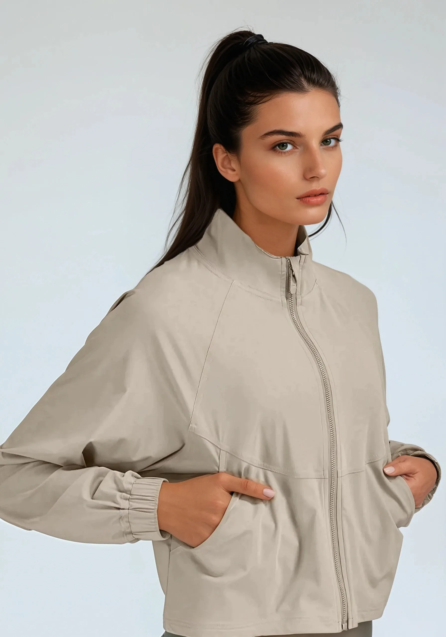 Lightweight Leisure Cropped Windbreaker Jacket