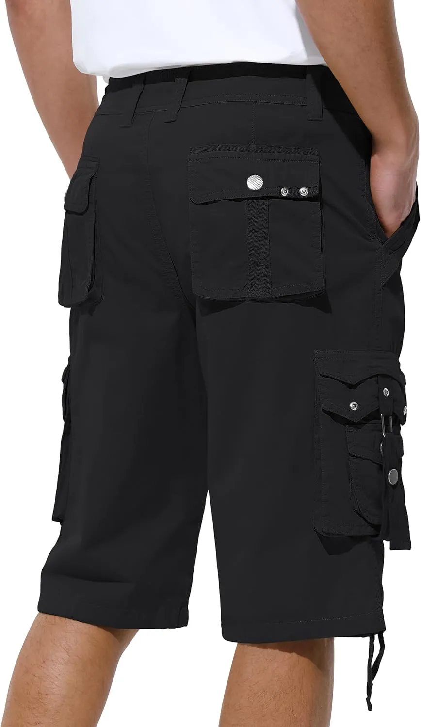 Mens Cargo Shorts Casual Shorts Hiking Shorts Below Knee Relaxed Fit Multi Pockets Running Joggers Outdoor Mens Shorts