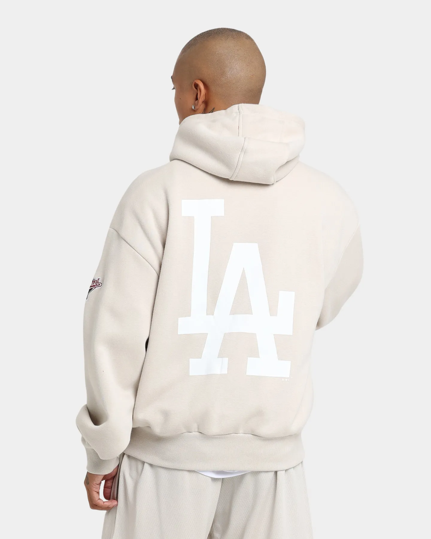 New Era Los Angeles Dodgers Chain Stitch Hoodie Stone