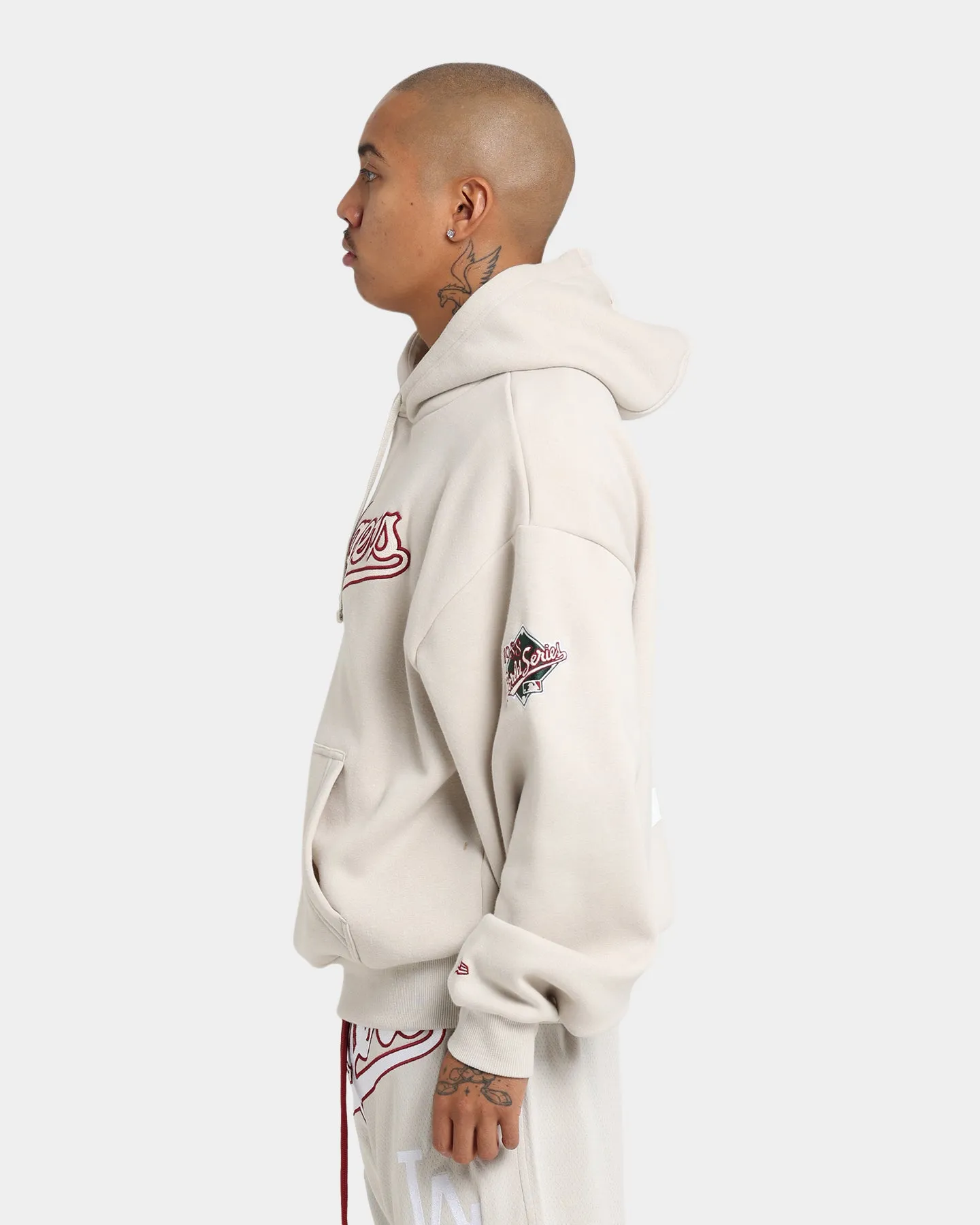 New Era Los Angeles Dodgers Chain Stitch Hoodie Stone