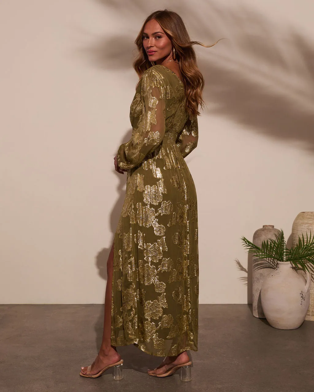Palm Cove Floral Lurex Maxi Dress