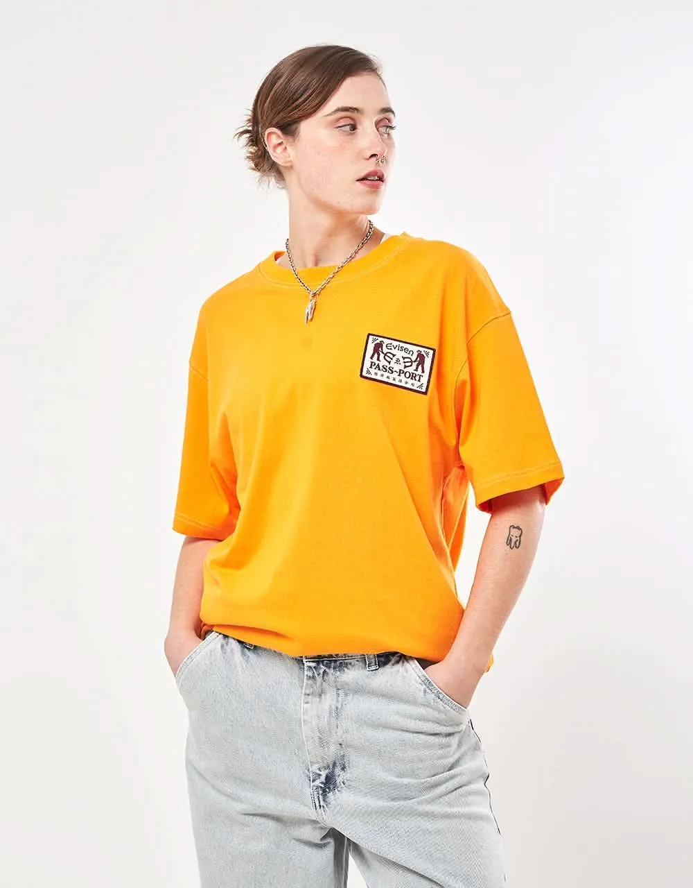 Pass~Port x Evisen Logo Lock~Up T-Shirt - Orange Sherbert