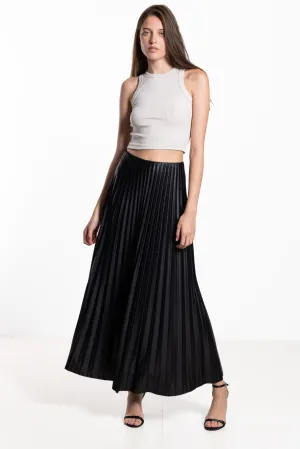 PLEATED MIDI SATIN SKIRT