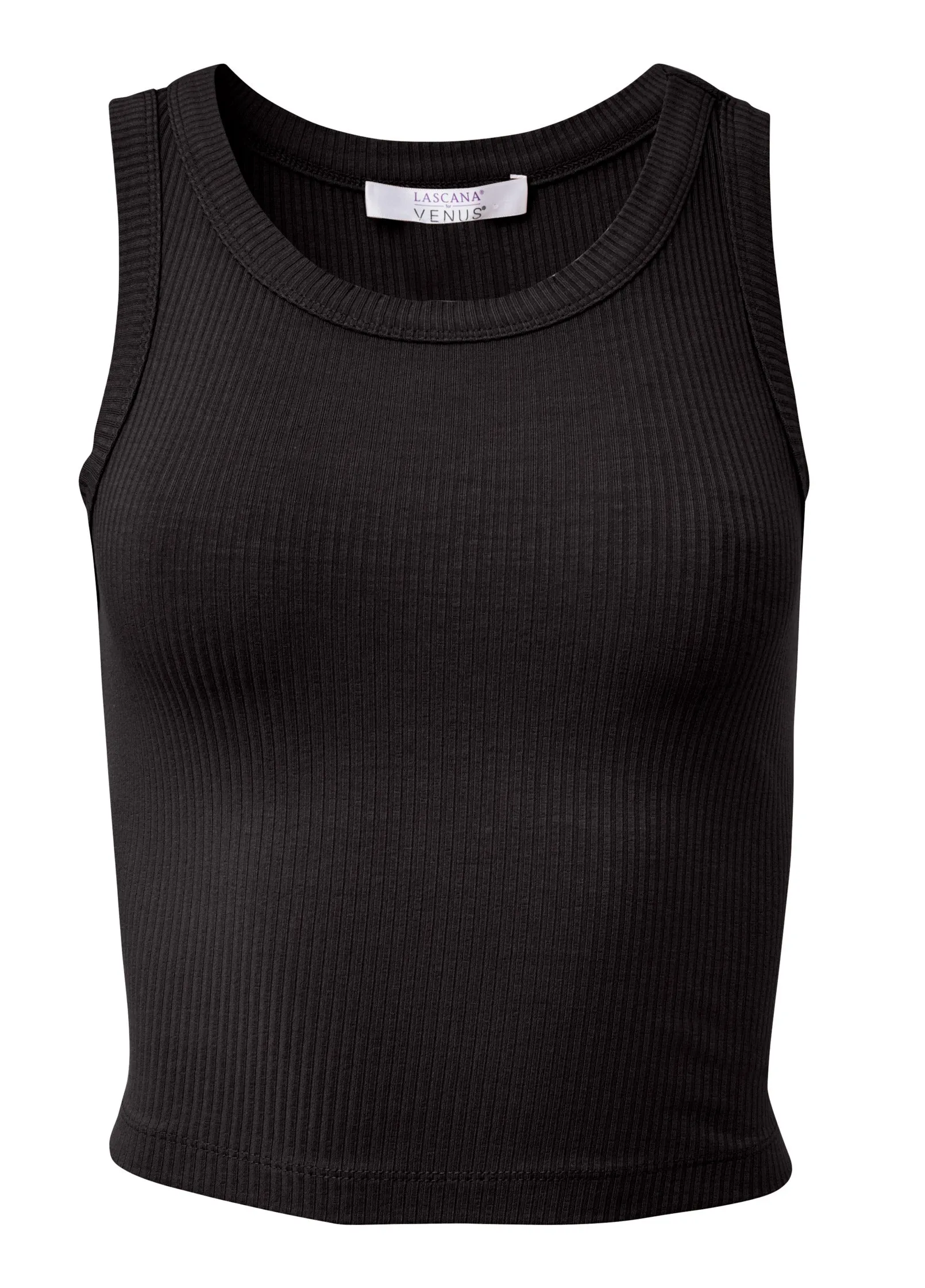 Ribbed Crop Top 2 Pack - Black & Camel